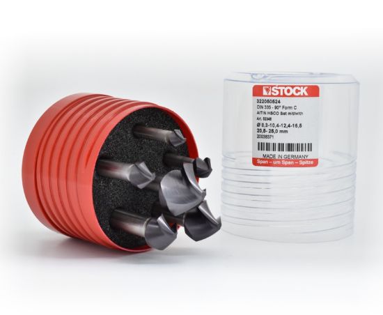 GREZILA 90° DIN335/C HSS-Co/AlTiN v 6-delni garnituri (D8,3-25mm)  