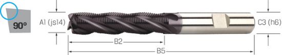 REZKAR PALIČNI KOSMAČILNI DIN1835B/HR D6,0mm, dolgi L=68/24mm Z=4 HSS-Co, TiAlN