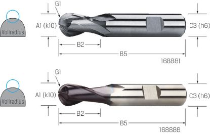 Slika REZKAR PALIČNI RADIUS D12,0mm Z=2 HSS-Co TiAlN