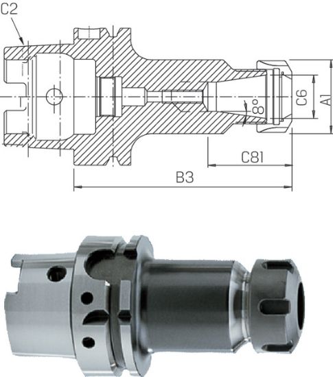 TRN VPENJALNI NA PUŠE HSK63/ER32 A=160mm