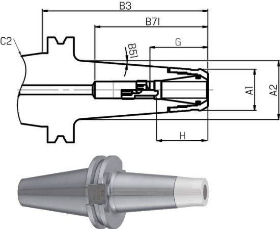 Spannfutter CentroP kon. Lang DIN69871AD/B 40xCP16   FAHRION