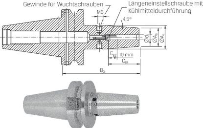Slika TRN VPENJALNI NAKRČNI MASBT40/D6mm AD/B s hlajenjem Cool-Jet