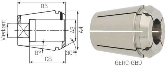 Spannzange GERC16-GBD Protect ISO15488-A  2,8x 2,1mm FAHRION