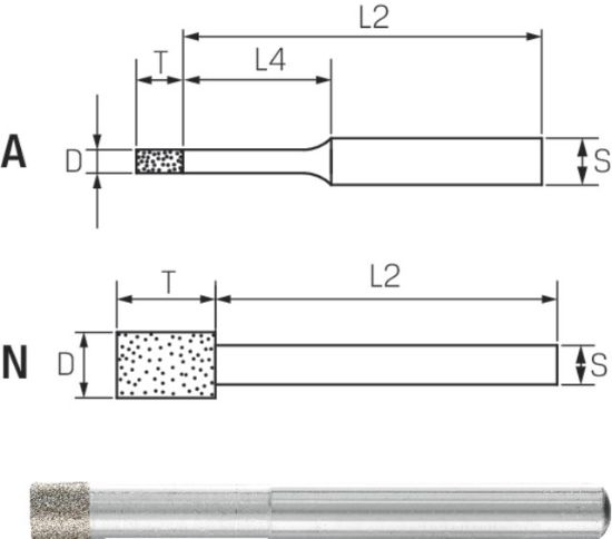 BRUS DIAMANTNI-CILINDRIČNE OBLIKE D1,0x4,0mm L=36mm B126 srednje