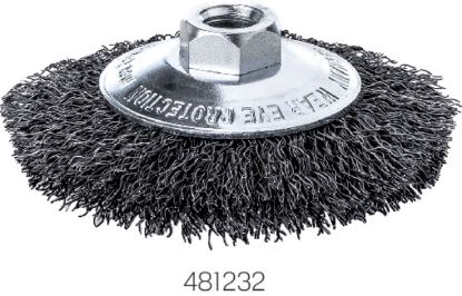 Slika BRUSNA ŠČETKA KONIČNA jeklena-žica 0,35mm D100x10mm M14 Lessmann