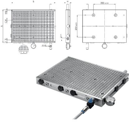 Slika Vakuumspannplatte, Premium 300x200x40 mm, R:12,5 mm, AMF