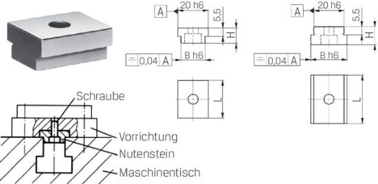 Genauigkeits-Nutenstein fest Nr. 6322A  12-20x10x22     AMF