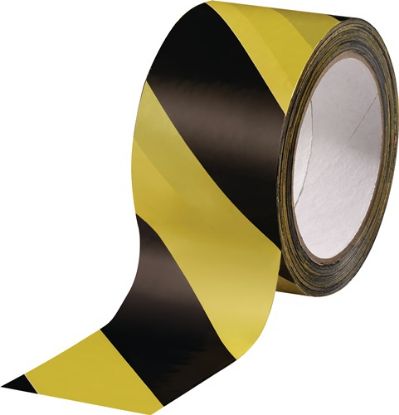 Slika TRAK OZNAČEVALNI PVC 66mx60mm - čno-rumene barve