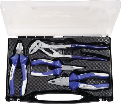 Slika KLEŠČE KROMIRANE, izolirane, v 4-delni garnituri v plastičnem kovčku