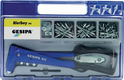 Slika GARNITURA 135-DELNA SLEPIH KOVIC  S KLEŠČAMI ZA KOVIČENJE, GESIPA