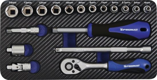 Socket spanner set width across flats 4-14 mm