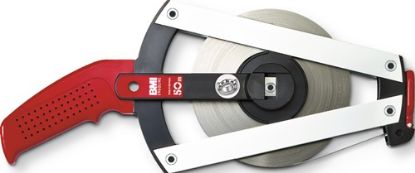 Slika METER TRAČNI NA VILICAH, KOVINSKI TRAK V V-OKVIRJU, RUMENE BARVE, D30M/cm, TOČNO