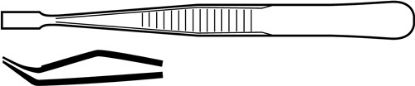 Slika Flat nose tweezers rectangular tips, stainless steel