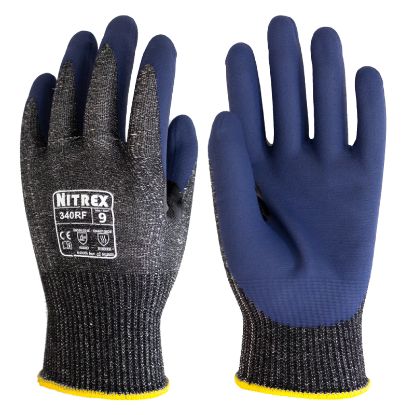 Slika Rokavice protiurezne CUT D s prevleko iz nitrilne pene, sivo-modre, NITREX 340RF