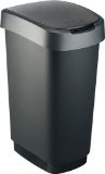 Slika KOŠ ZA ODPADKE,TWIST 50L, 298X401X602MM, BARVA POKROVA: TEMNO SREBRNA
