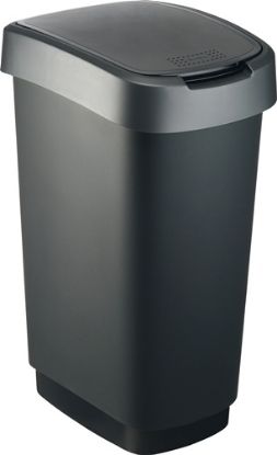 Slika KOŠ ZA ODPADKE,TWIST 50L, 298X401X602MM, BARVA POKROVA: TEMNO SREBRNA