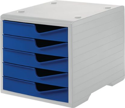 Slika PREDALNIK ZA NA MIZO 270X340X255MM SIVA/MODRA S 5 PREDALI ZA FORMATE A4