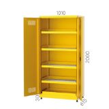 Slika OMARA ZA KEMIKALIJE z zračniki, RAL1028, 5 polic, prestrezno korito 32l, 2000x10