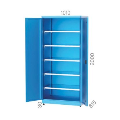 Slika OMARA SKLADIŠČNA, 2000x1010x615mm, ohišje RAL7035/vrata RAL5015, nosilnost na po