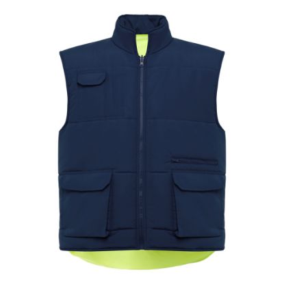 Slika Telovnik dvostranski odsevni, PERSEI, mornarsko modra-fluor rumena, 9313