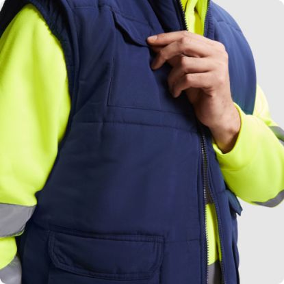 Slika Telovnik dvostranski odsevni, PERSEI, mornarsko modra-fluor rumena, 9313