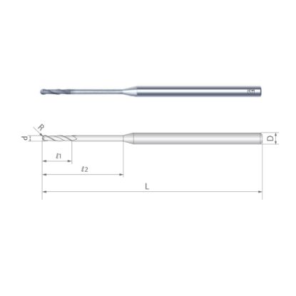 Slika REZKAR PALIČNI RADIUS VHM D0,8/R0,4mm L=45/8/3mm, vpetje 4,0mm 30° Z=2 Diamant p
