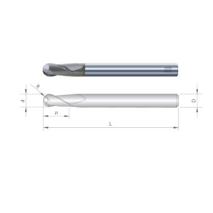 Slika REZKAR PALIČNI RADIUS VHM D20,0/R10,0mm L=150/40mm, vpetje 20,0mm 30° Z=2 AlTiCr