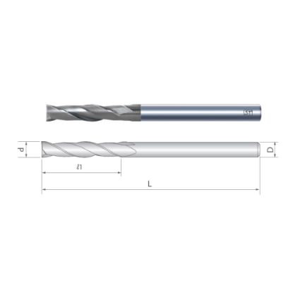 Slika REZKAR PALIČNI VHM D20,0mm L=150/50mm, vpetje 20,0mm 30° Z=2 AlTiCrSiN
