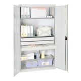 OMARA ZA ORODJE IN MATERIAL S 3 PREDALNIKI IN 3 POLICAMI, 1000X500X1800MM, SIVA,
