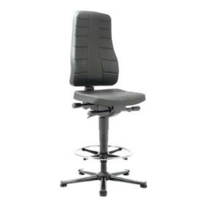 Arbeitsdrehstuhl All-In-One m. Gleitern/Fußring, Kunstleder