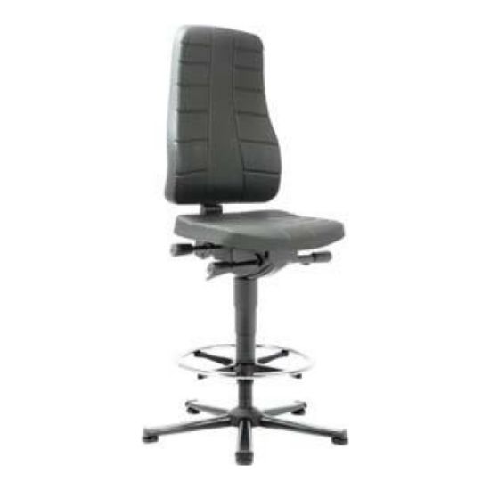 Arbeitsdrehstuhl All-In-One m. Gleitern/Fußring, Kunstleder