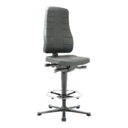 Arbeitsdrehstuhl All-In-One m. Gleitern/Fußring, PU-Schaum