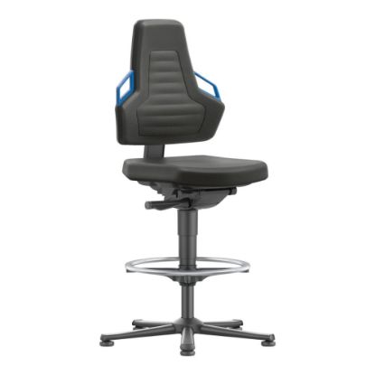 Arbeitsdrehstuhl NEXXIT, blau Gleiter + Fußring, Stoff schw.