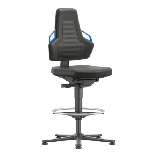 Arbeitsdrehstuhl NEXXIT, blau Gleiter + Fußring, Stoff schw.