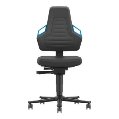 Arbeitsdrehstuhl NEXXIT, blau mit Rollen, PU-Schaum schwarz