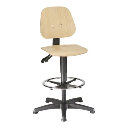 Arbeitsdrehstuhl 'UNITEC' Holz, Gleiter + Fußring