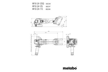 Slika BATERIJSKI KOTNI BRUSILNIK W 18 L 9-125 Metabo