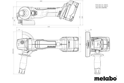 Slika BATERIJSKI KOTNI BRUSILNIK W 18 L BL 9-125 Metabo