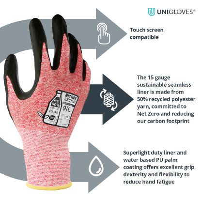 Slika Rokavice delovne iz recikliranega materiala, Unigloves, 255RP