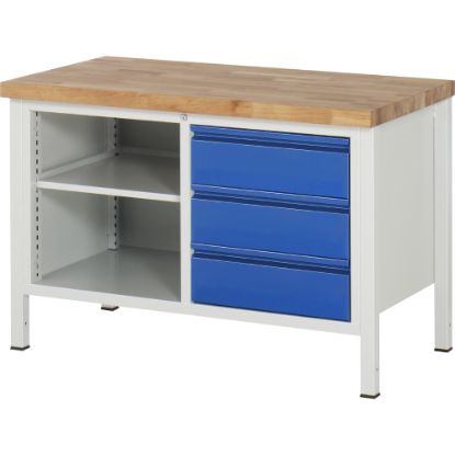 Slika MIZA DELOVNA 1250X700MM NAST. VIŠINA 840-1040MM, RAL7035/RAL5010 (3X PREDAL) RAU