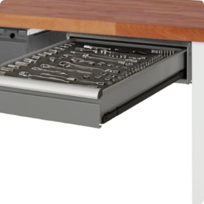 Slika MIZA DELOVNA 1500X700MM NAST. VIŠINA 790-1140MM, RAL7035/RAL7016 (2X PREDAL) RAU