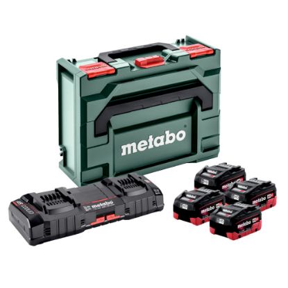 Slika SET BATERIJSKI 4xLiHD 10AH+ASC145 DUO + MetaBOX Metabo