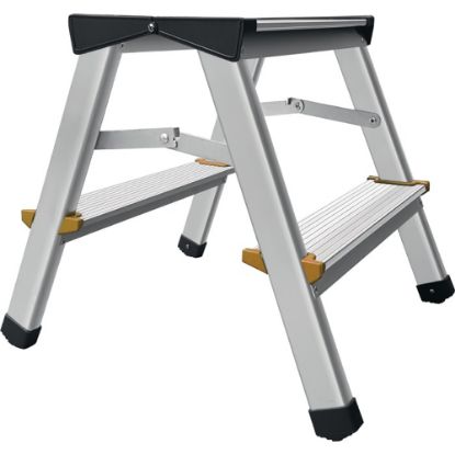 Slika LESTEV ZLOŽLJIVA ALUMINIJASTA z 2x1 stopnico - delovna višina 2140mm, nosilnosti