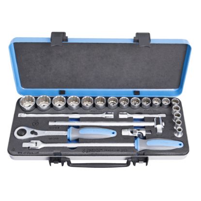 Slika GARNITURA NASADNIH KLJUČEV 1/2" V KOVINSKI KASETI 3/8 - 1 1/4"