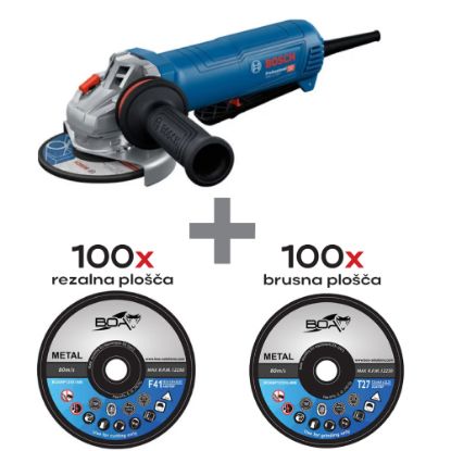 Slika 2X KOTNI BRUSILNIK, GWS 12–125 P (06013A6220) + 100X REZALNA PLOŠČA (BOARP125X1M