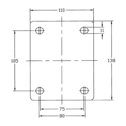 Slika Kolo transportno gibljivo dvojno, iz poliuretana in litine, za težka bremena