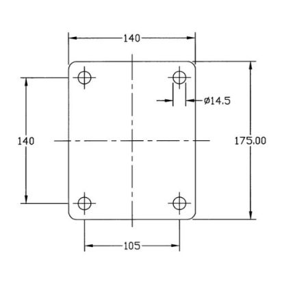 Slika Kolo transportno gibljivo dvojno, iz poliuretana in litine, za težka bremena