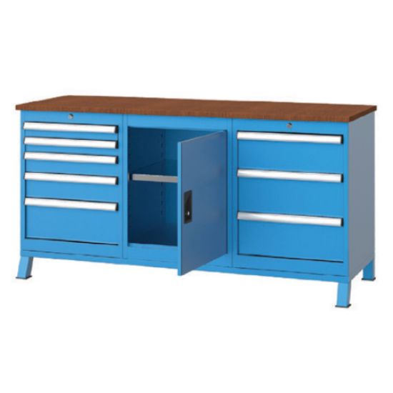 MIZA DELOVNA S POLICO, 1700X850X600MM, 8 PREDALOV (2X75, 100, 125, 175, 3X200MM)