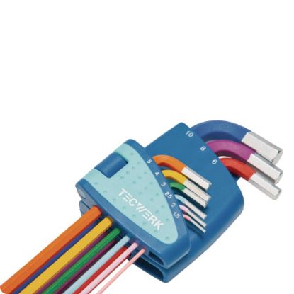 Slika KLJUČ INBUS DIN2936L v 9-delni gar. 1,5-10mm ,s krogelno glavo- extra dolgi, bar ,TECWERK