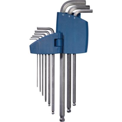 Slika KLJUČI IMBUS S KROGELNO GLAVO 1,5-10mm kromirani v 9-delni garnituri ,TECWERK